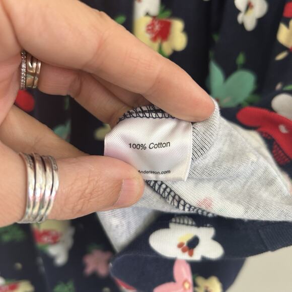 Hanna Andersson Navy Blue Floral Dress Short Sleeve Size 110 Cm US 5 Spring - Picture 6 of 6